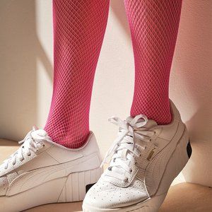 NWT Hot Pink Industrial Fishnet Stay-Up Thigh Highs